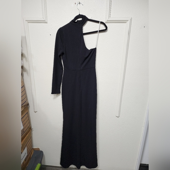 Lulus Keep It Interesting Black Cutout One-Shoulder Maxi Dress S Wedding Party - Picture 8 of 9